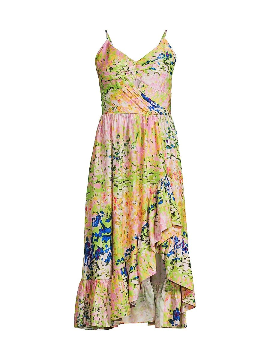 Women's Floral Sleeveless Midi-Dress - Painterly Landscape - Size Large