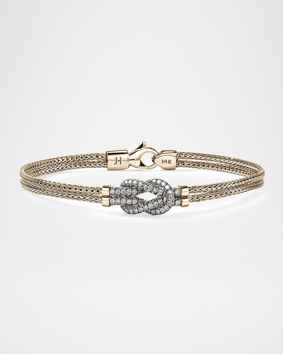 Love Knot Diamond and 14K Yellow Gold Chain Bracelet, 3.6mm