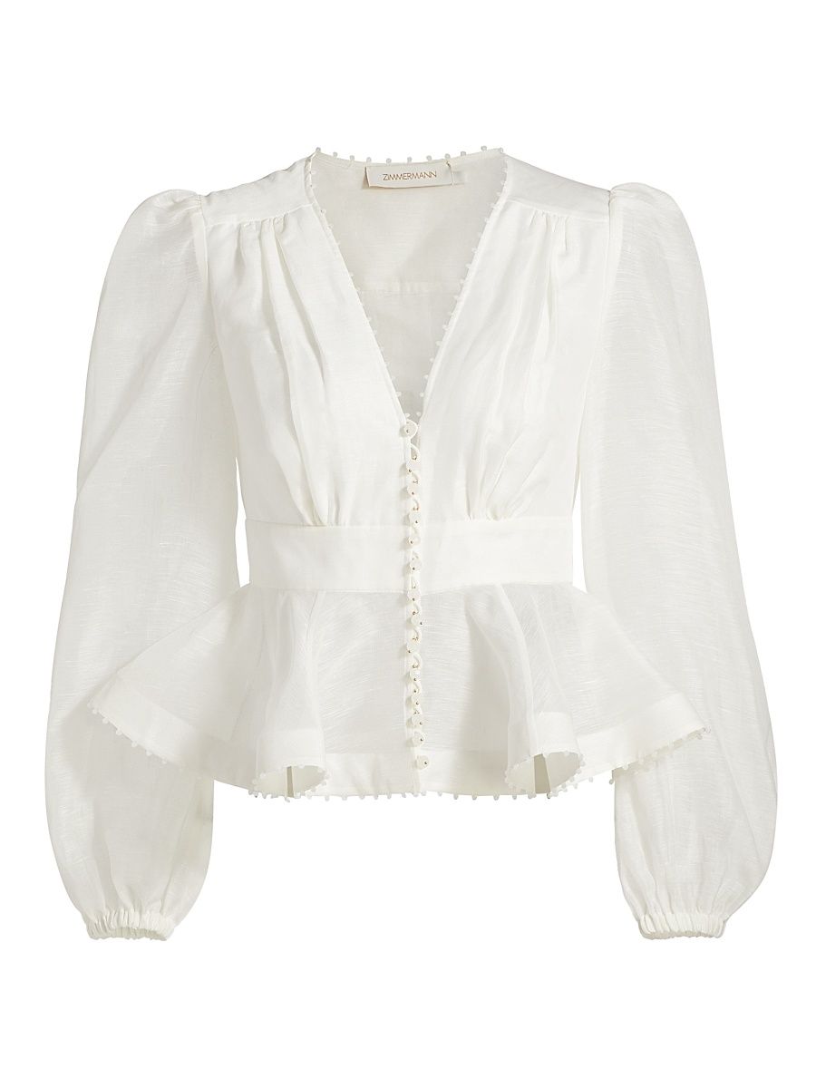 Women's Dawning V-Neck Beaded Blouse - Ivory - Size 0