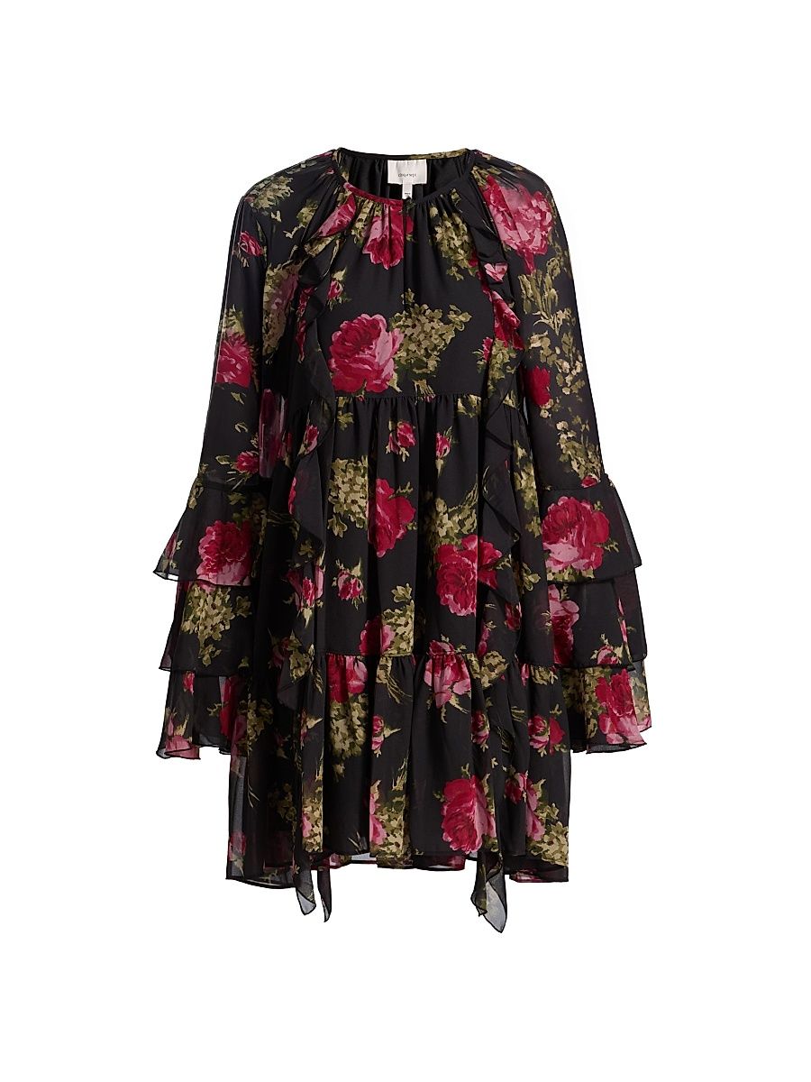 Women's Emelia Baroque Roses Minidress - Obsidian Multi - Size 10