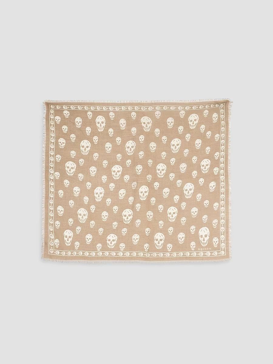 McQueen Women's Skull Wool Scarf - Beige Ivory