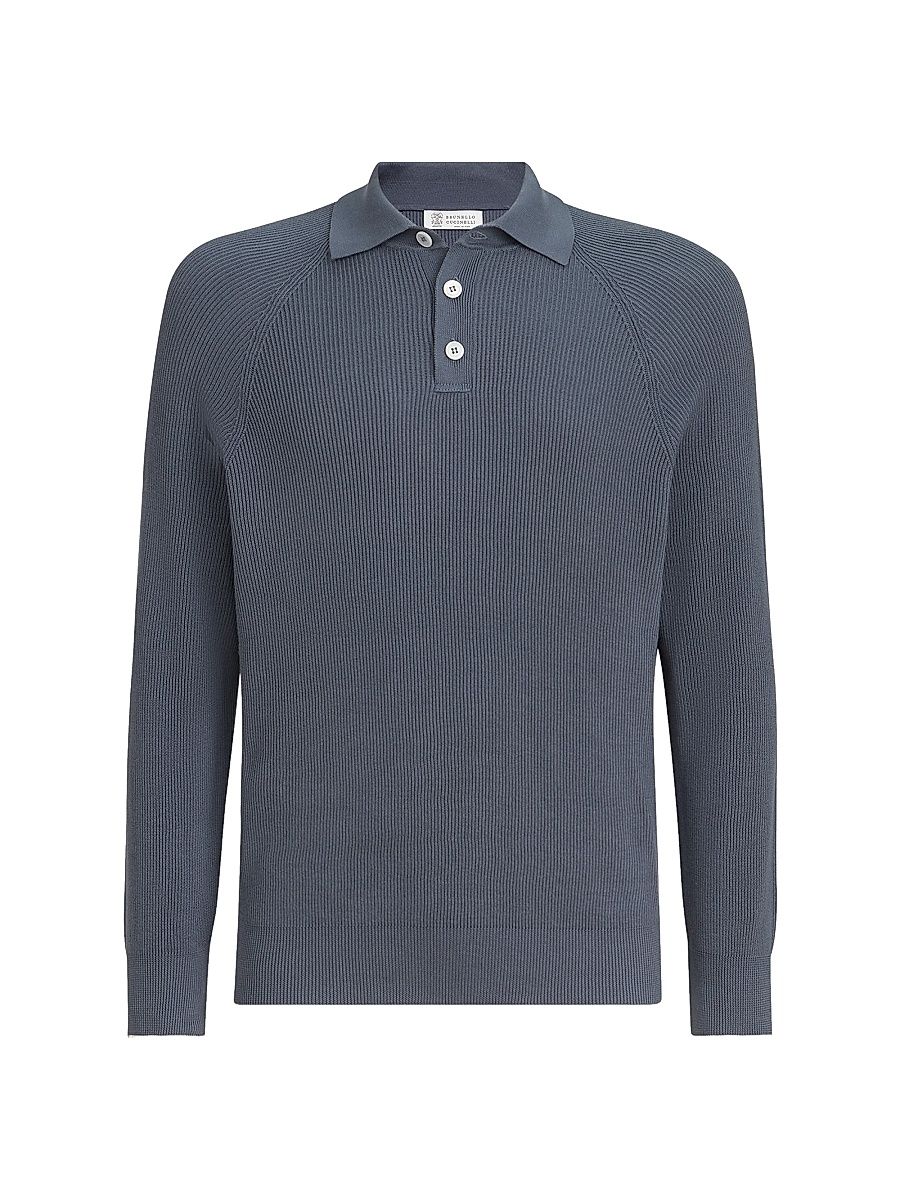 Men's Cotton English Rib Knit Polo Shirt - Lignite - Size 52