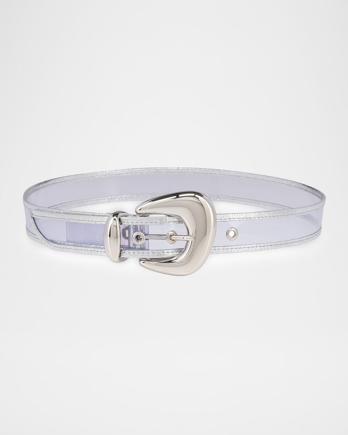 Bubble Belt in Clear PVC and Laminated Leather