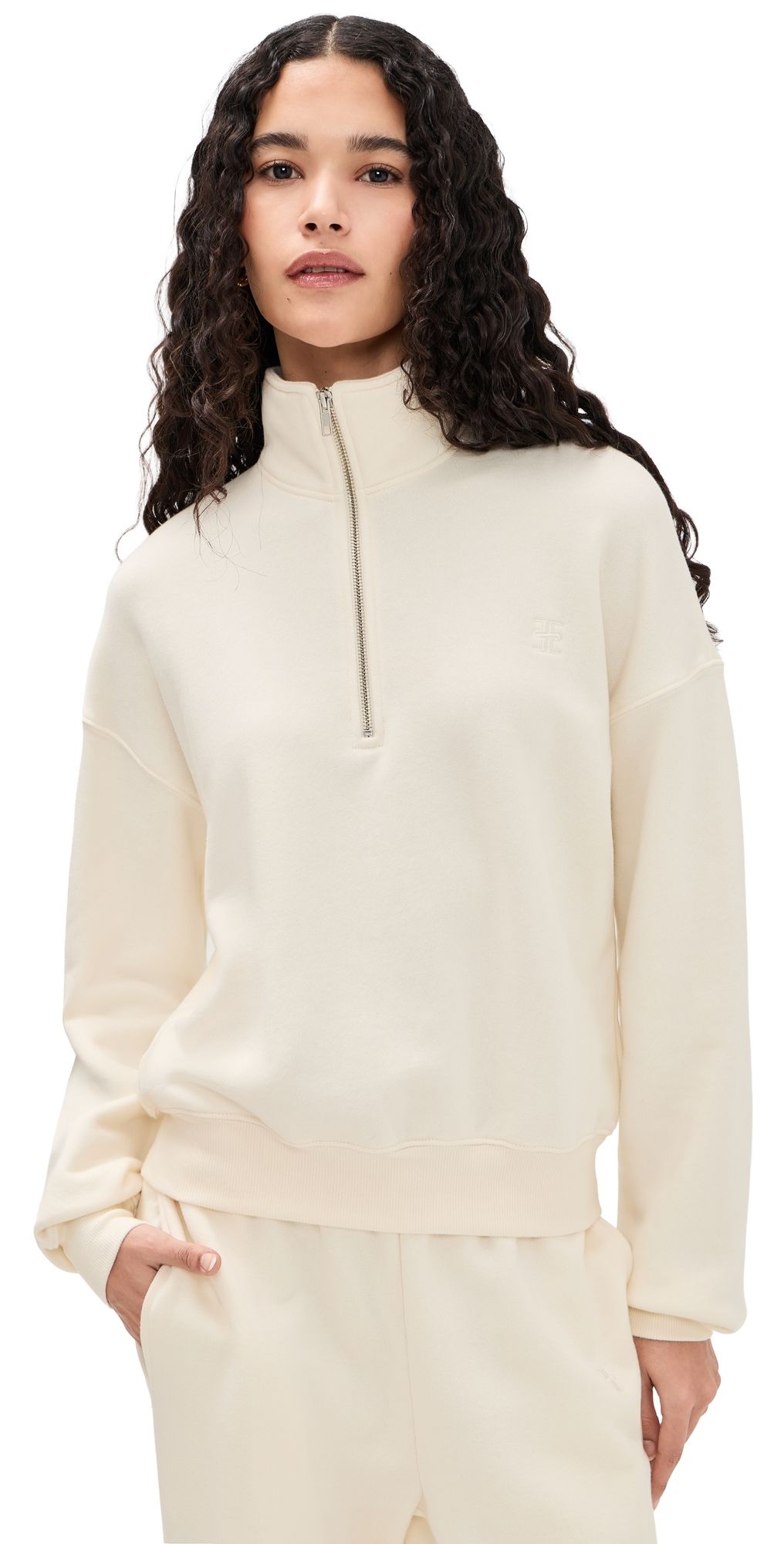 Éterne Oversized Half Zip Sweatshirt Cream S