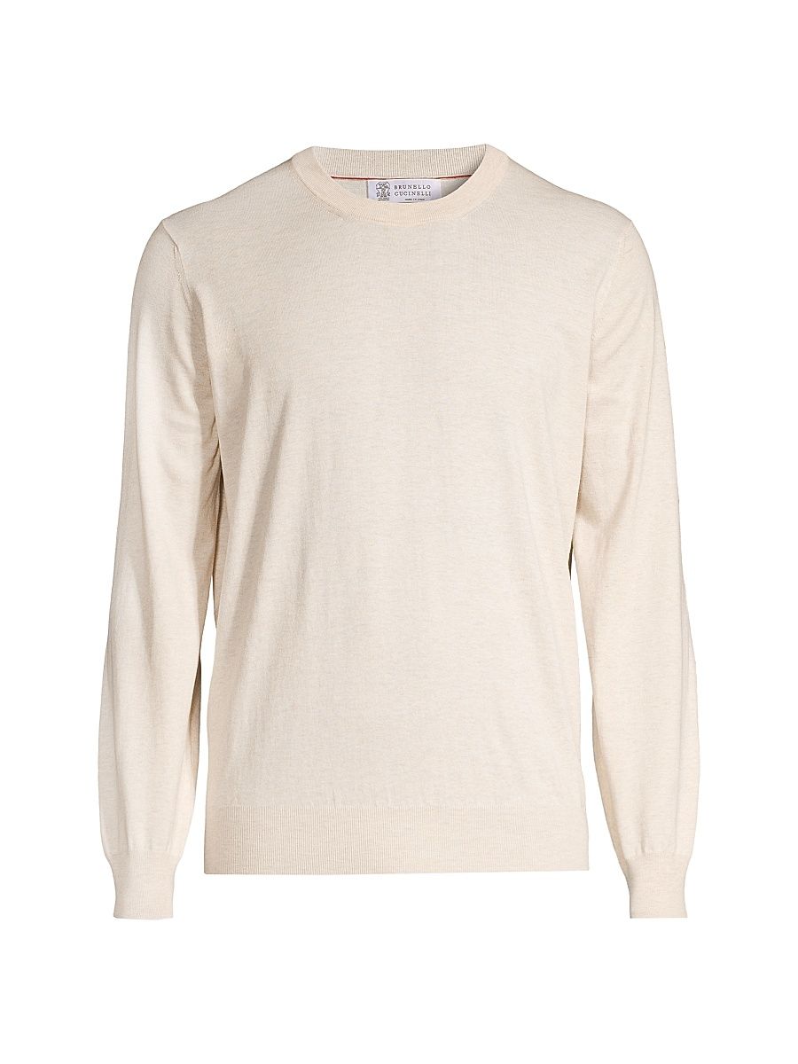 Men's Cotton Crewneck Sweater - Beige - Size 34
