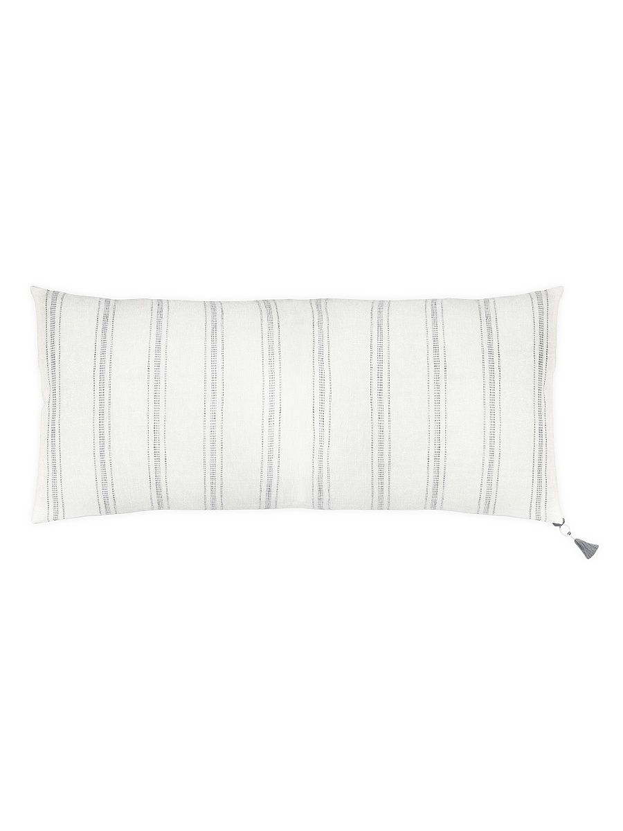 So Soft Striped Linen Pillow - White And Grey