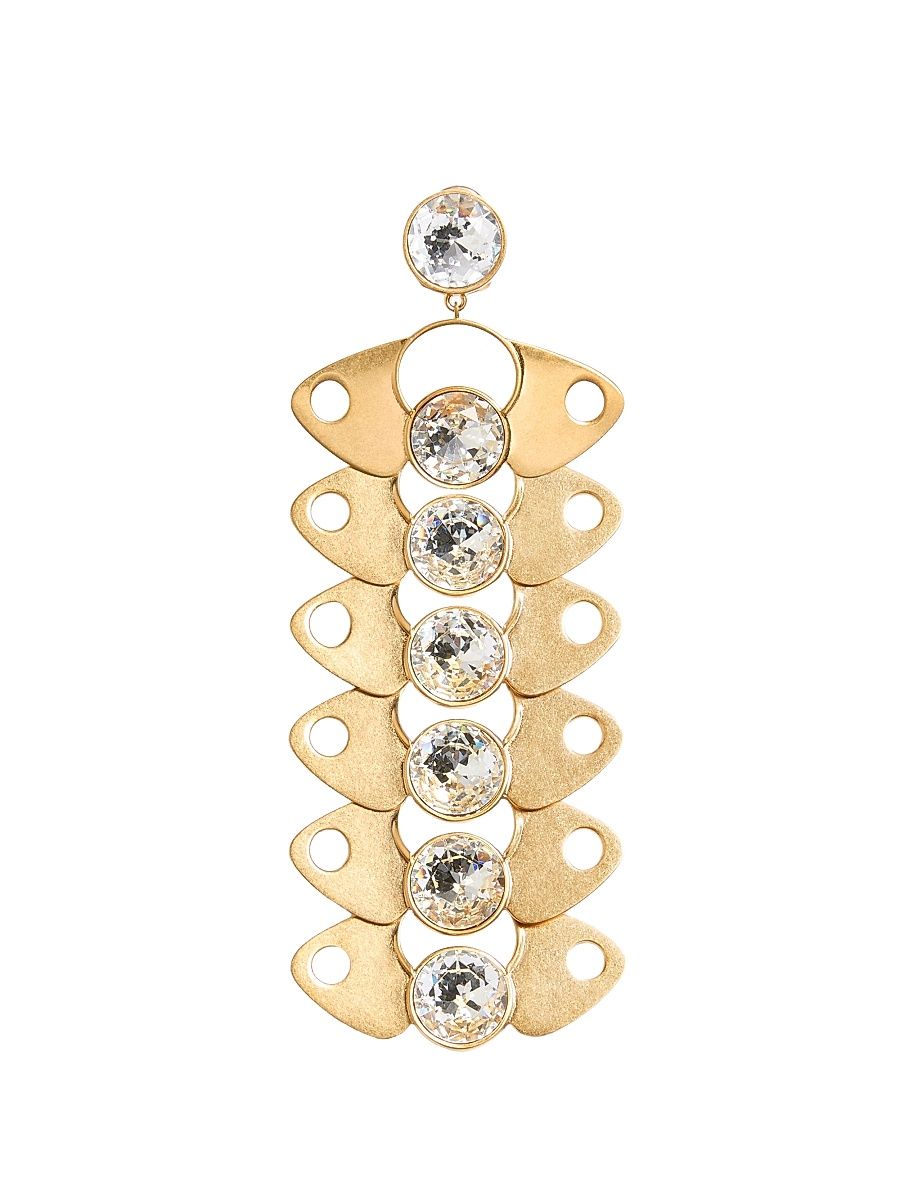 Women's Pages Single Earring in Metal and Crystal - Gold Crystal