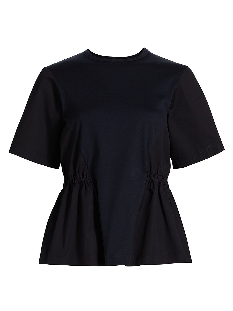 Women's Mix Media Tucked T-Shirt - Blu Notte - Size 0