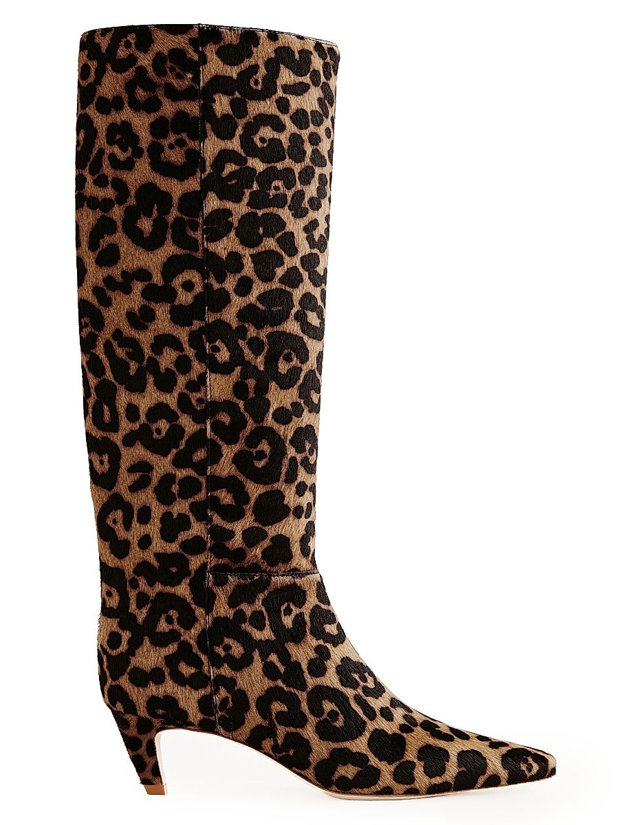 Women's Remy 50MM Leopard-Print Leather Knee-High Boots - Leopard Haircalf - Size 7