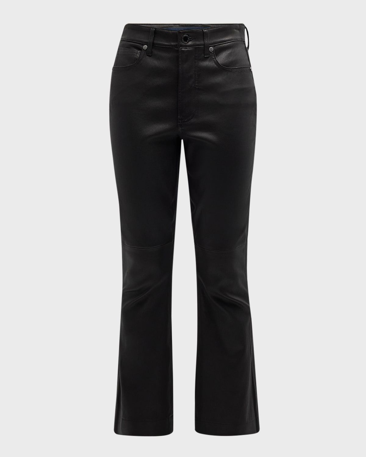 Carson Leather High-Rise Ankle Flare Jeans