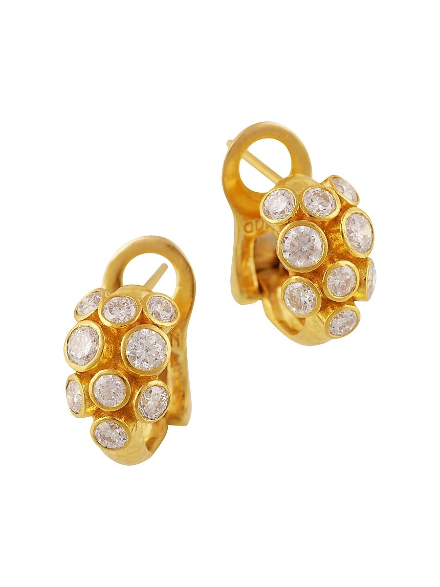 Women's Hoopla 22K Yellow Gold & 1.57 TCW Diamond Hoop Earrings - Yellow Gold