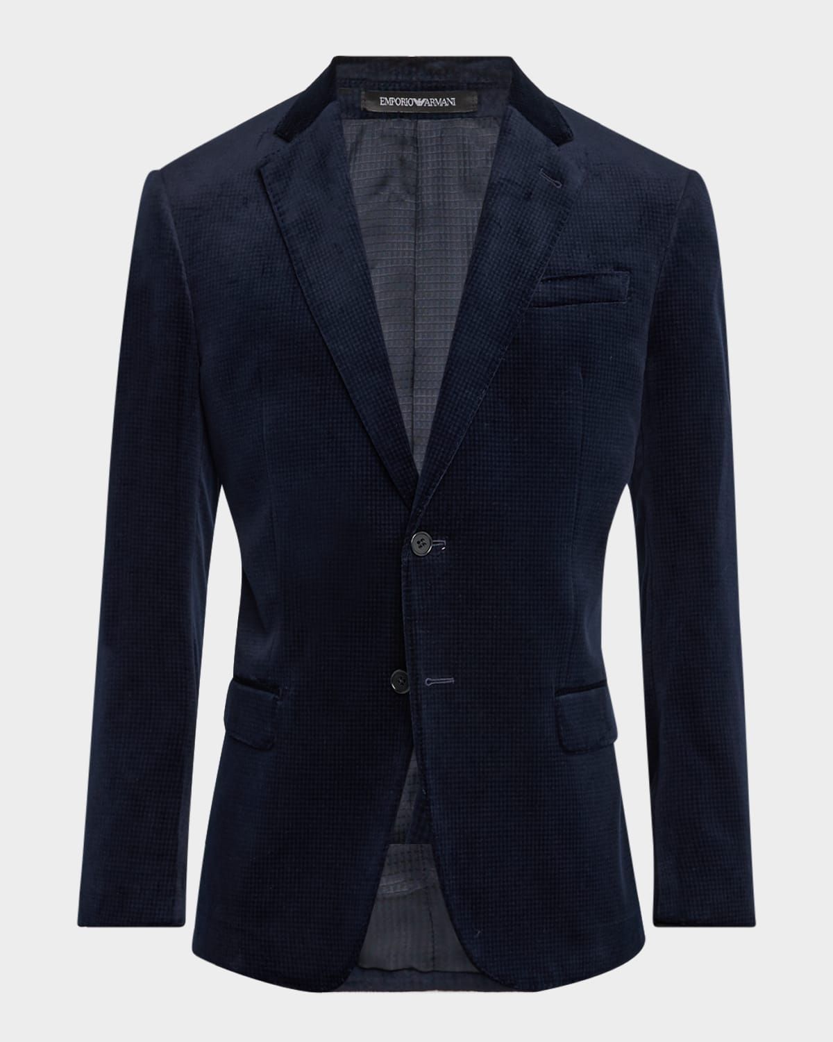 Men & apos;s Mini-Check Printed Velvet Blazer