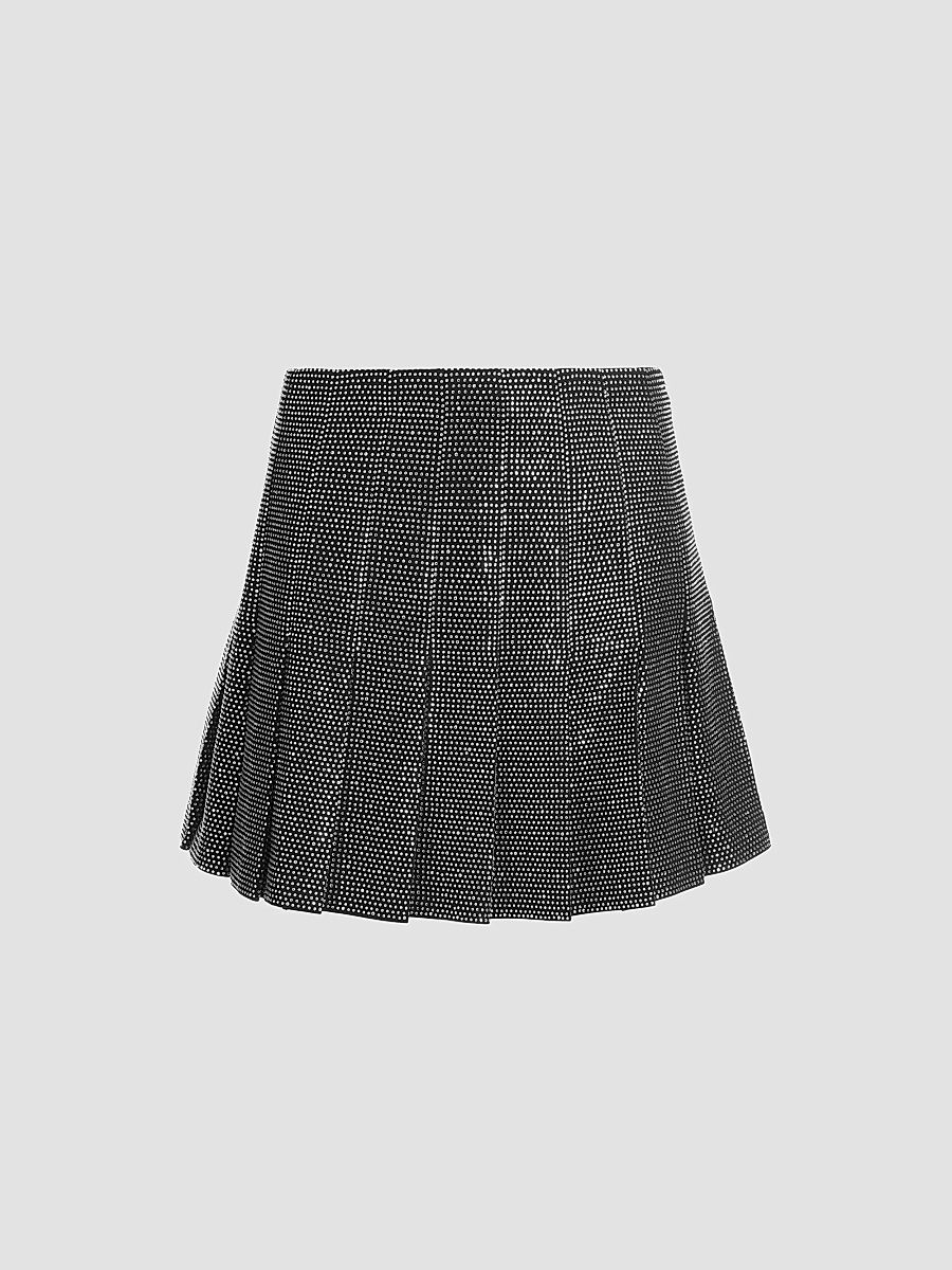 ALICE + OLIVIA Women's Carter Embellished Pleated Mini Skirt - Black Clear Crystal - Size 14