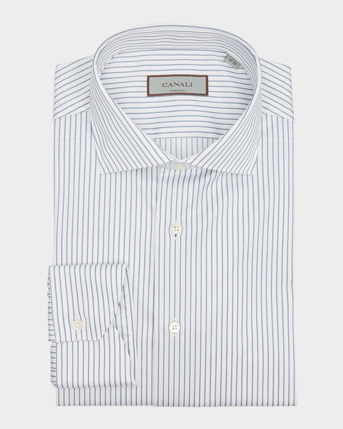 Men & apos;s Cotton Narrow Stripe Dress Shirt