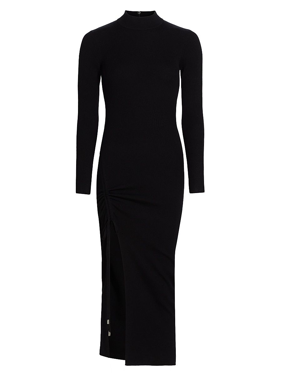 Women's Merino Ruched Maxi Dress - Black - Size Small