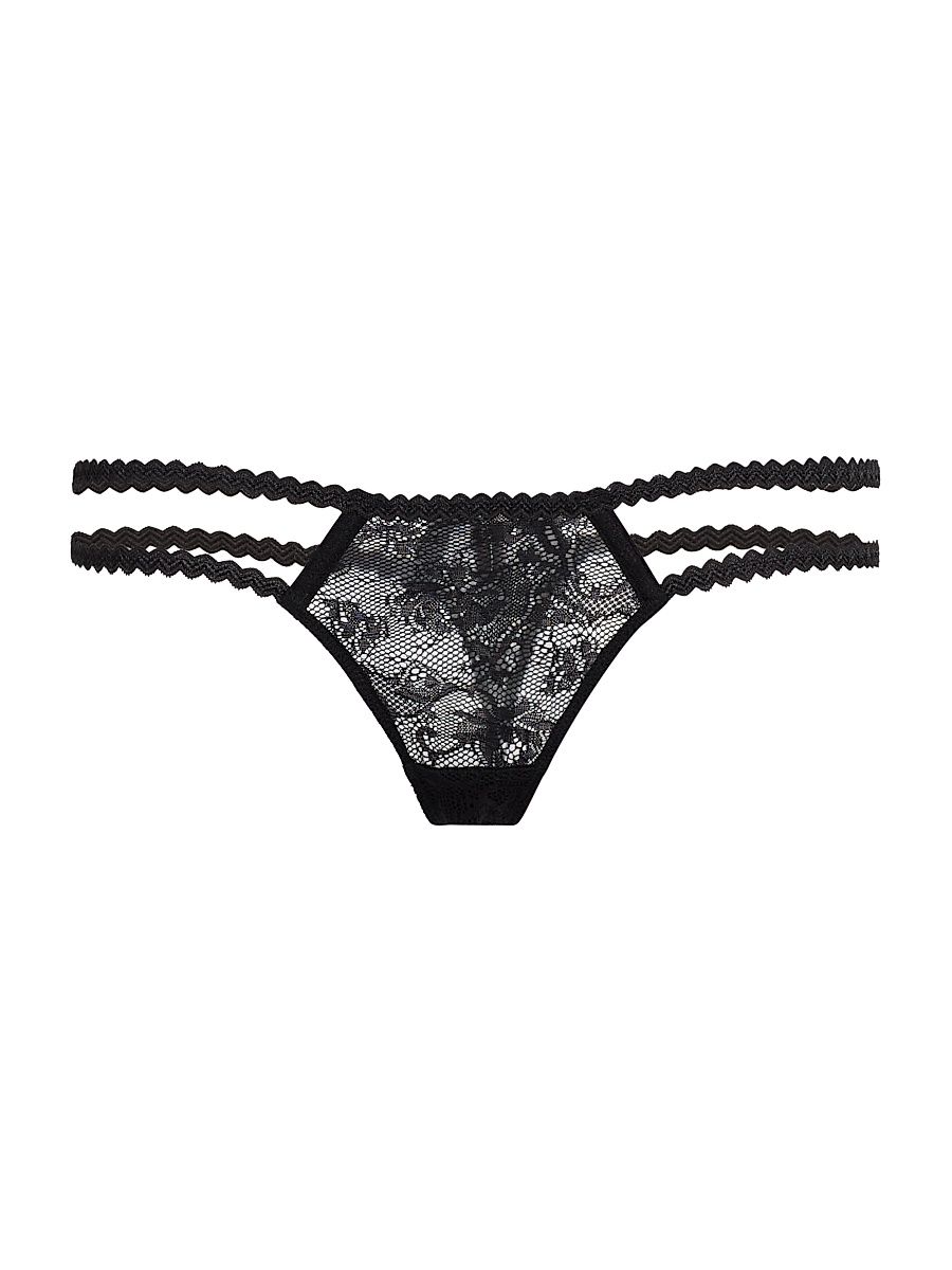Women's Jardin D'oeillet High-Leg Lace Thong - Black - Size XL