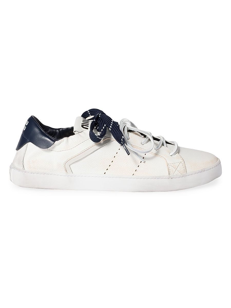 Women's Deco Leather Sneakers - White Blue - Size 9.5