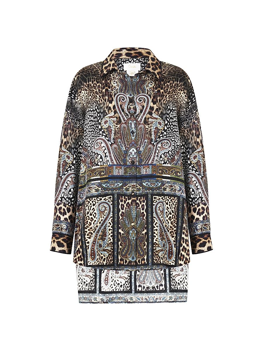 Women's Istanbul Animalia Printed Silk Shirt - Istanbul Animalia - Size XS