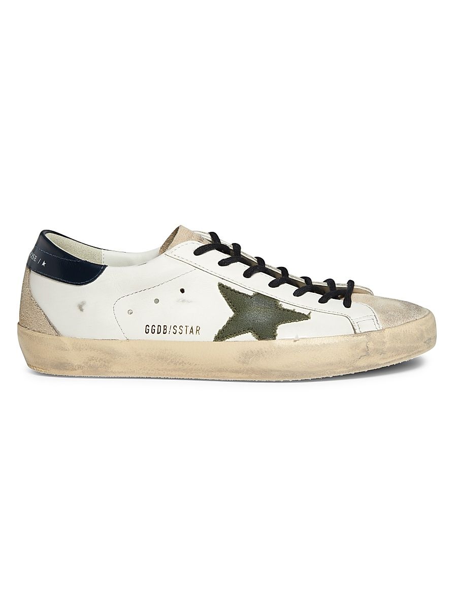 Men's Super Star Leather & Suede Sneakers - White Seed Pearl Green Blue - Size 13