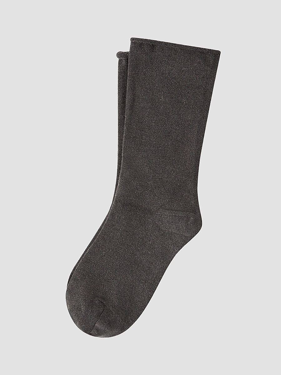 Women's Cashmere and Silk Sparkling Knit Socks - Lead - Size Small