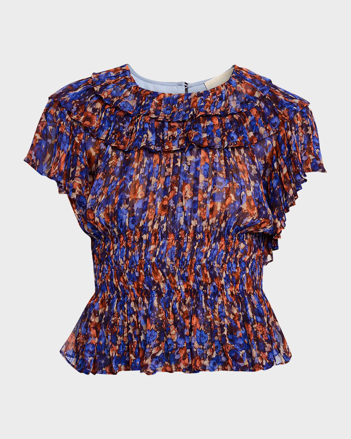 Athene Printed Silk Chiffon Top