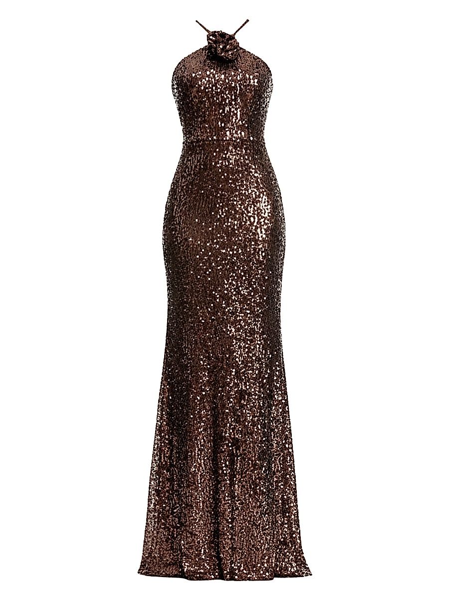 Women's Noemi Sequin Mermaid Gown - Mocha - Size Large