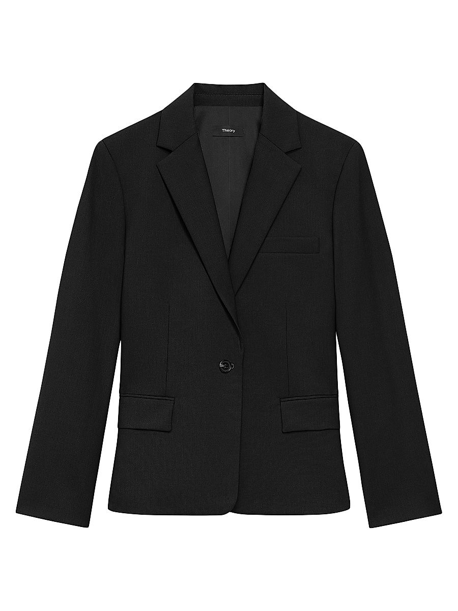 Women's Slim-Fit One-Button Blazer - Black - Size 14