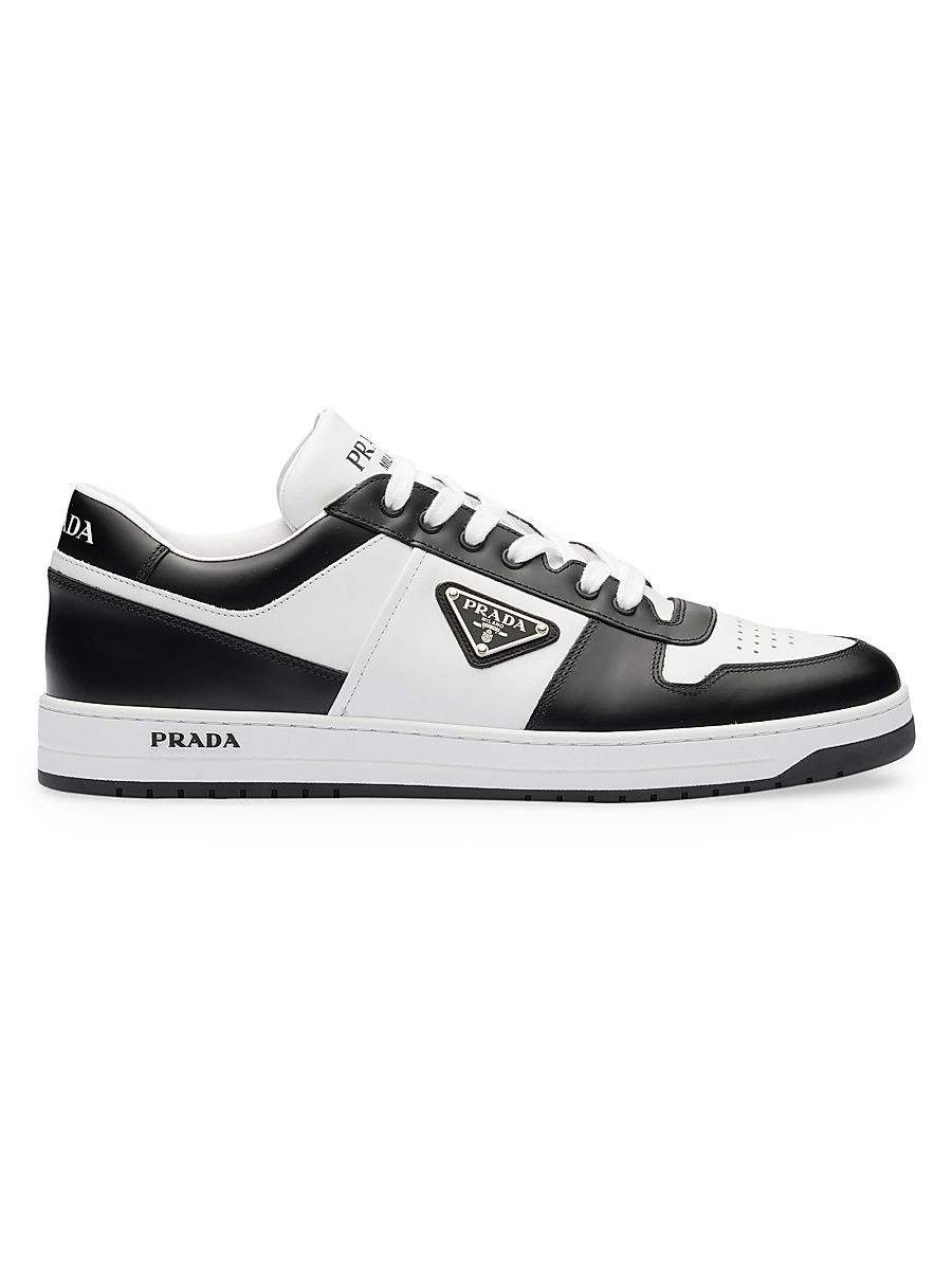 Men's Downtown Leather Sneakers - White Black - Size 6.5