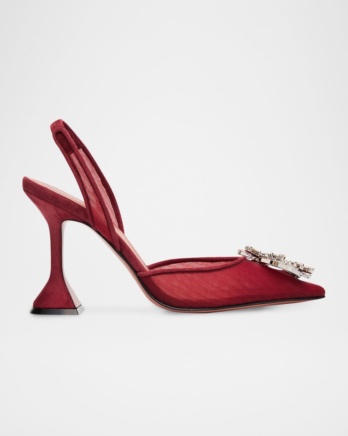 95mm Begum Mesh Crystal Slingback Pumps