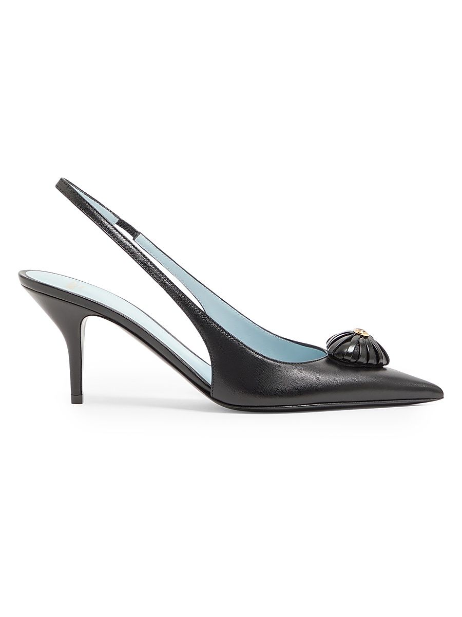 Women's Coeur Royal 75MM Slingback Pumps in Kidskin - Black - Size 5.5