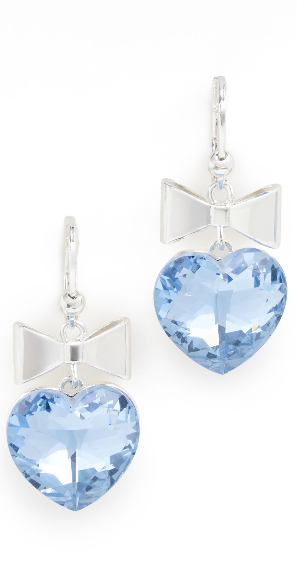 Tory Burch Curiosity Heart and Bow Earrings Light Silver/Blue One Size