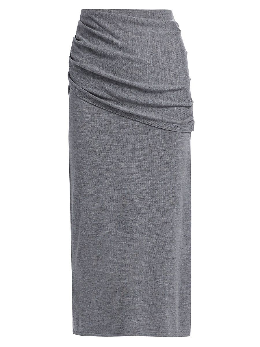 Women's Wilma Merino Wool Midi-Skirt - Heather Grey - Size XL