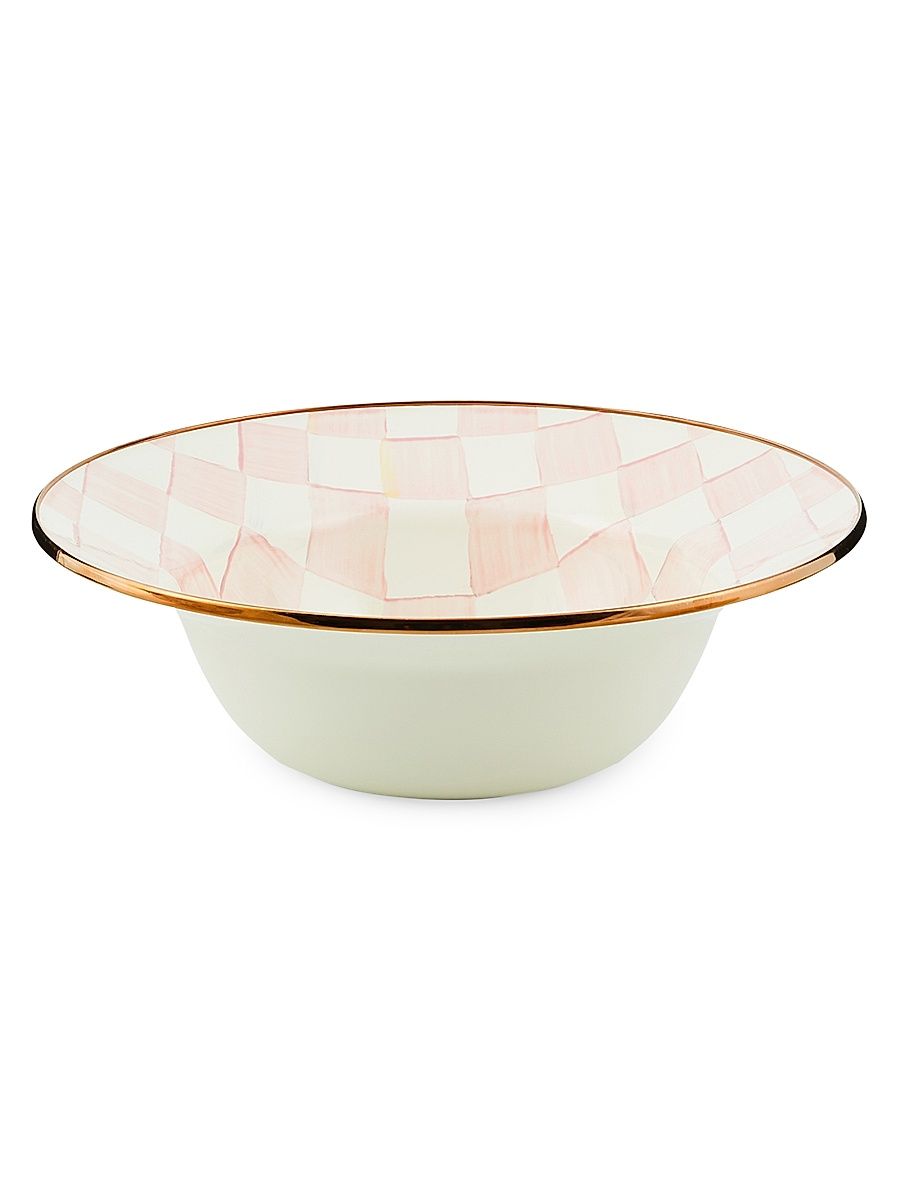 Rosy Check Enamel Serving Bowl