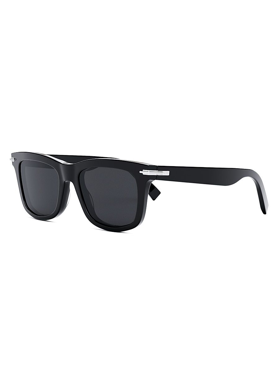 Men's DiorBlackSuit S11I 53MM Rectangular Sunglasses - Shiny Black Smoke - Size 36