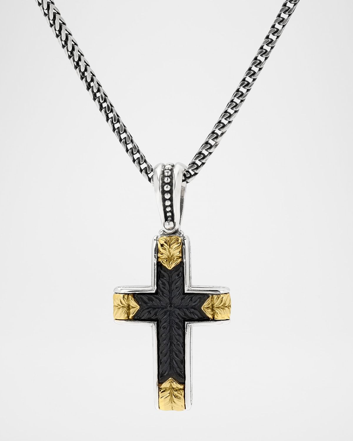 Men & apos;s Two-Tone Black Onyx Cross Pendant