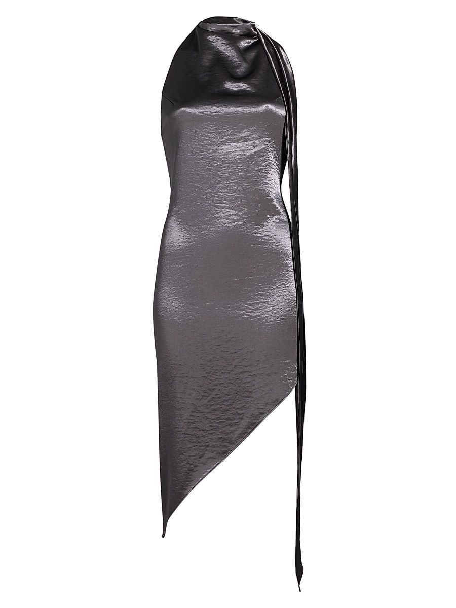 Women's Vallani Bias-Cut Asymmetrical Minidress - Graphite Print - Size Large