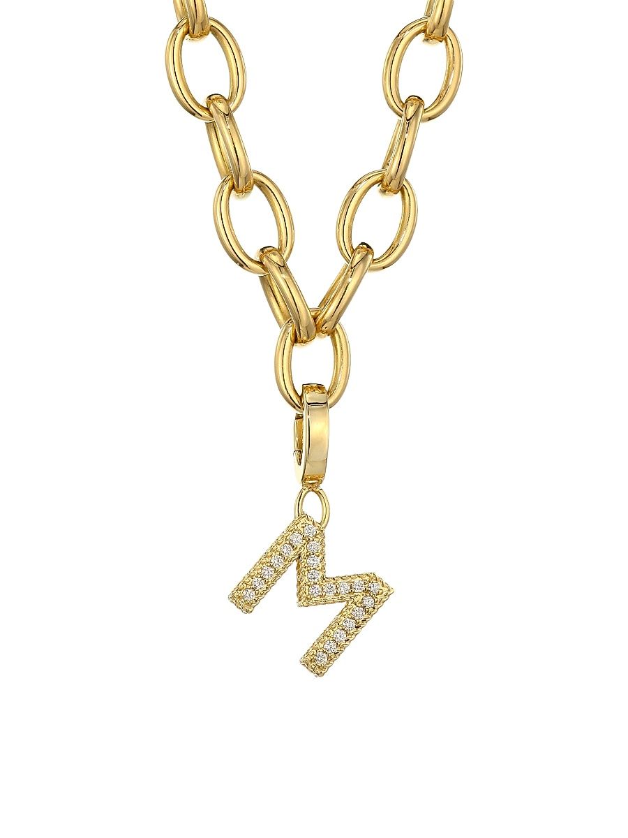 Women's Princess Charms 18K Yellow Gold & Diamond Initial Charm - Initial M