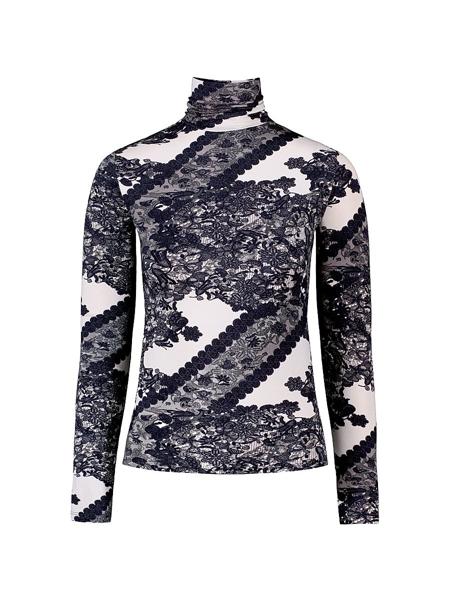 Women's Aubrey Lace-Printed Jersey Turtleneck Top - Size XL