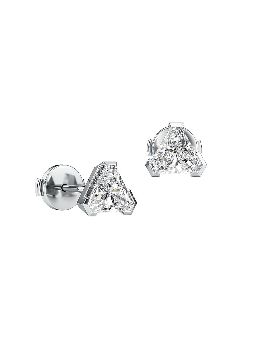 Women's Meta 18K White Gold & 1.40 TCW Lab-Grown Diamond Trillion Stud Earrings - White Gold