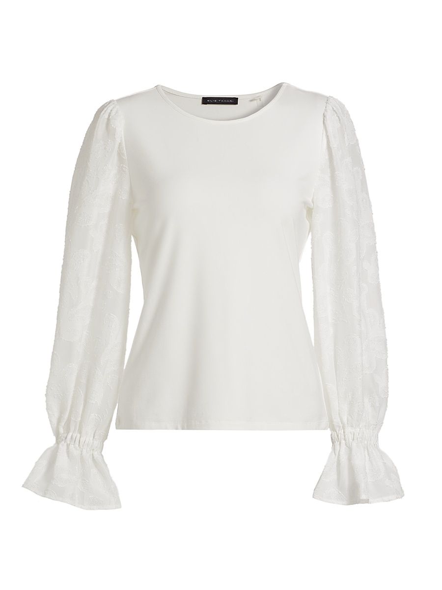 Women's The Mavea Pleated Blouse - Sky White - Size Medium