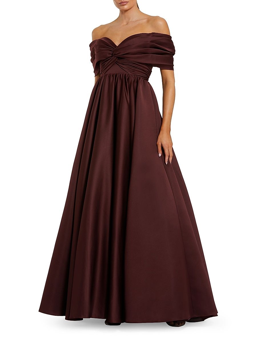 Women's Ieena Gathered Satin Gown - Wine - Size 16