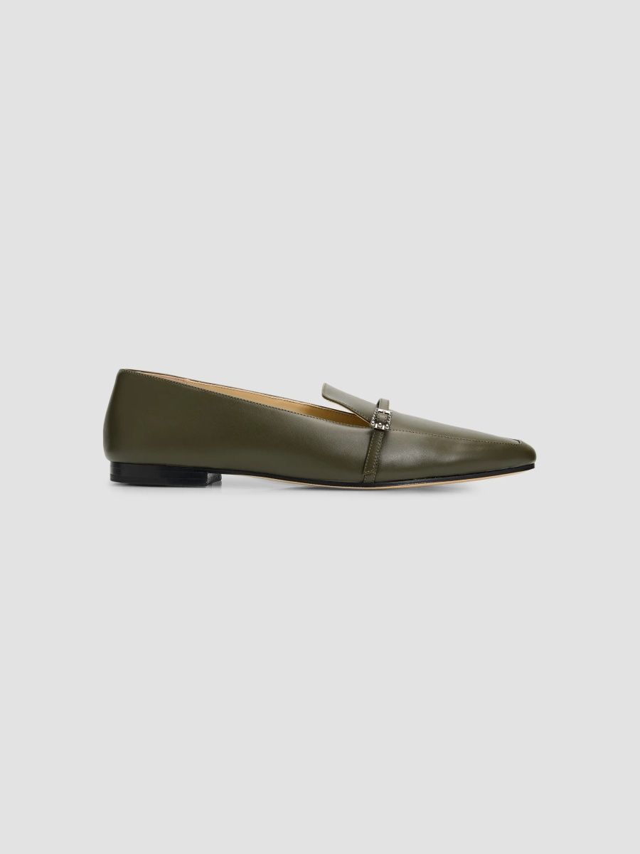 Jimmy Choo Women's Rhea Leather Loafers - Olive - Size 12