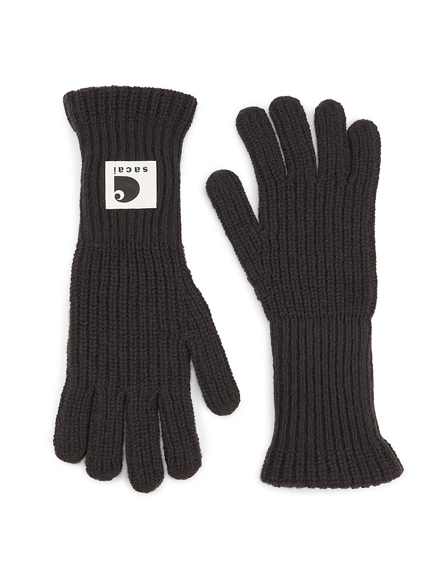 Men's Sacai x Carhartt WIP Wool-Blend Rib-Knit Gloves - Black