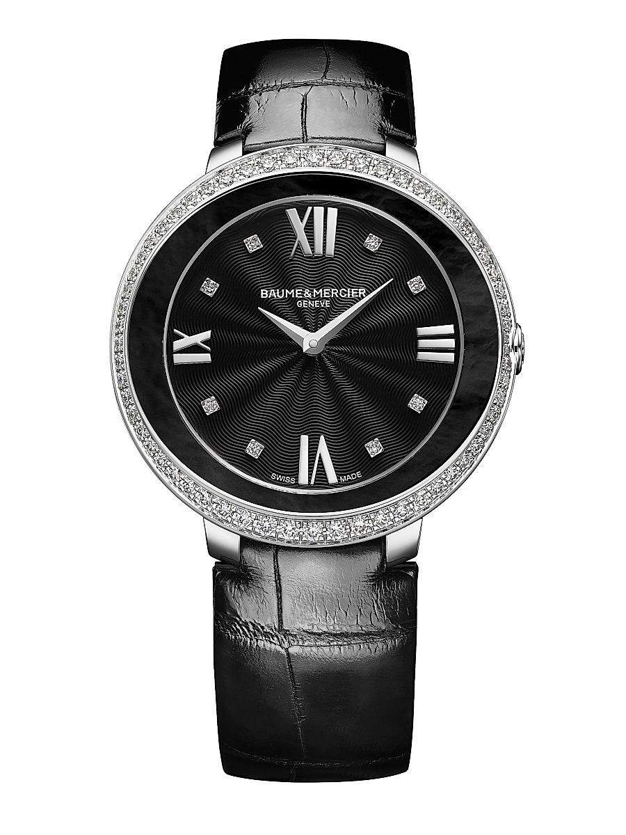 Women's Promesse Stainless Steel & Alligator Strap Watch - Silver Black