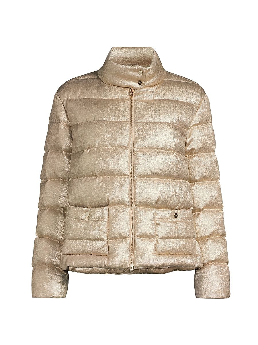 Women's Metallic Quilted Down Jacket - Oro - Size 14