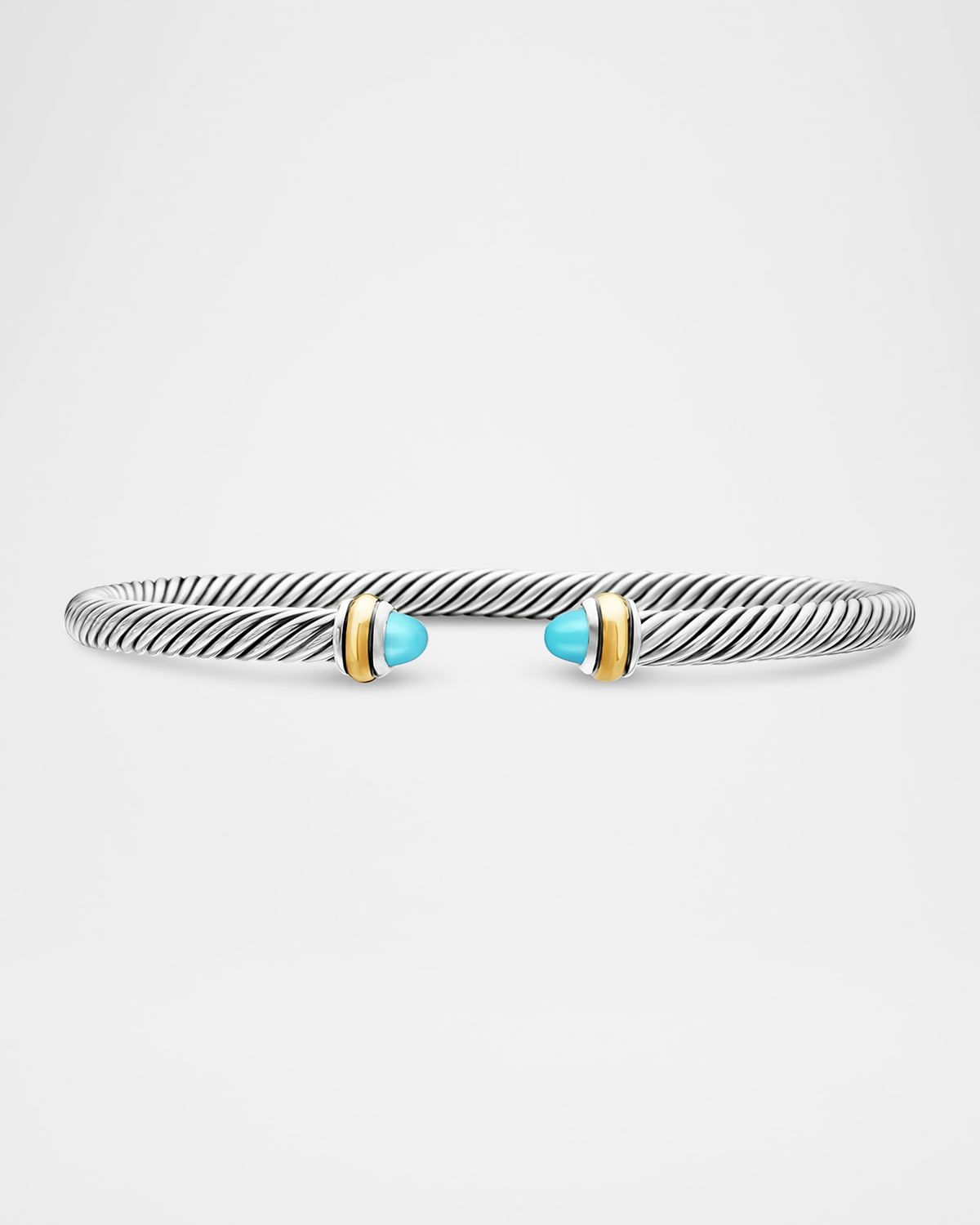Cable Bracelet with Gemstone in Silver with 18K Gold, 4mm