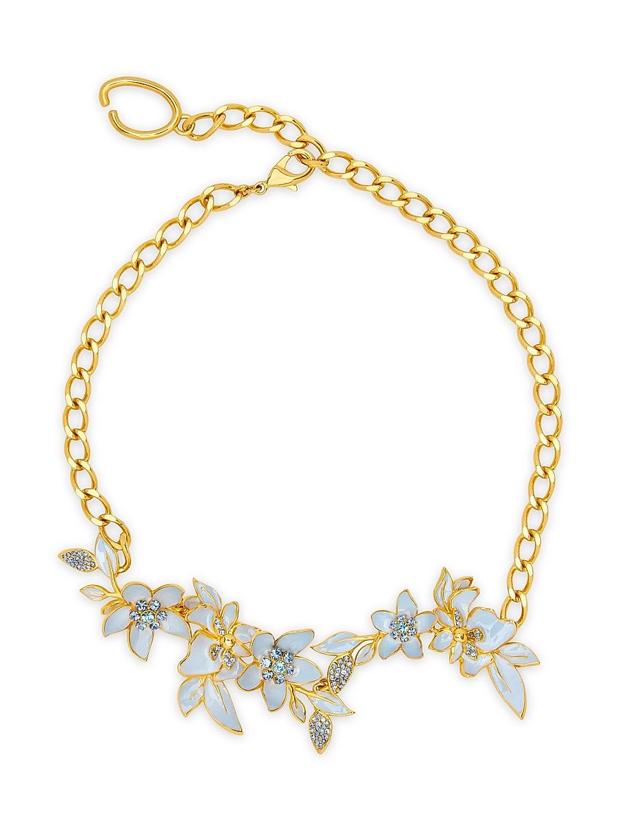 Women's Jasmin 24K-Gold-Plated Brass & Enamel Necklace - Light Blue