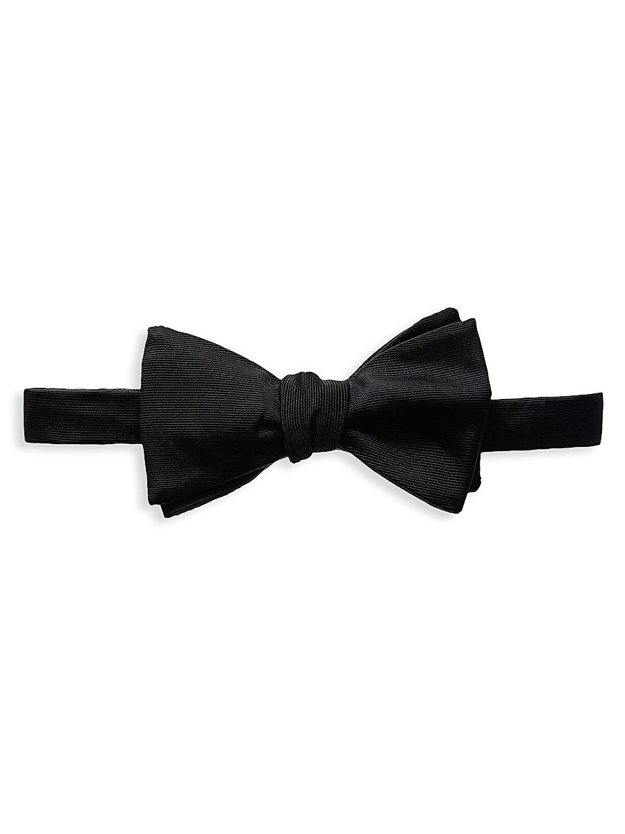 Men's Grosgrain Silk Pre-Tied Bow Tie - Black