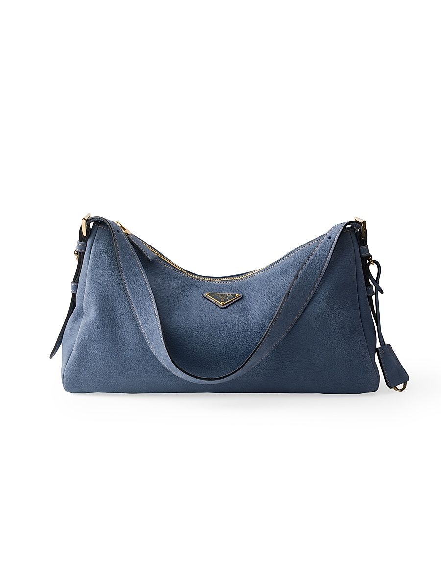 Women's Aimee Large Nubuck Leather Shoulder Bag - Blue
