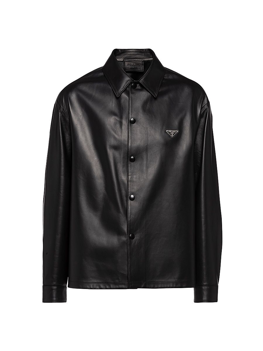 Men's Nappa Leather Shirt - Black - Size 44
